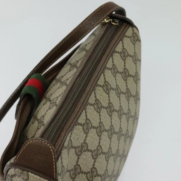 GUCCI GG Supreme Web Sherry Line Bag PVC Beige Gold - Picture 8 of 16